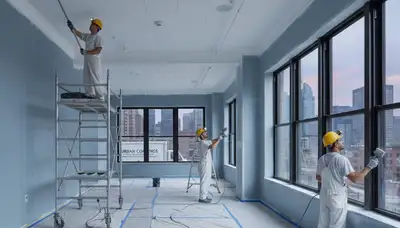 Commercial painting crew in Vancouver, WA applying durable coatings for a business property