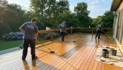 Deck sealing service in Vancouver, WA by Vancouver Paint Pros to protect wood decks from moisture and rot