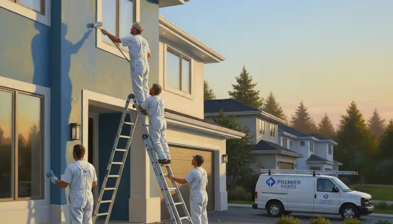 House painting team in Vancouver, WA preparing a home exterior for a fresh finish