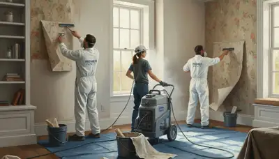 Wallpaper removal service in Vancouver, WA by Vancouver Paint Pros for clean wall prep