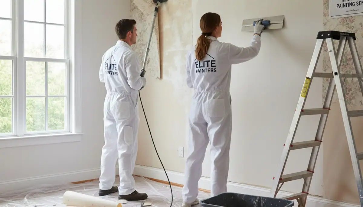 Wallpaper removal service in Vancouver, WA by Vancouver Paint Pros preparing walls for painting